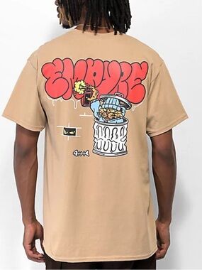 Men's Graphic Tee - Tan Street Art Back Print empyre brand